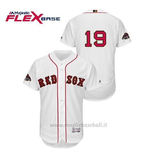 Maglia Baseball Uomo Boston Red Sox Jackie Bradley Jr. 2019 Gold Program Flex Base Bianco